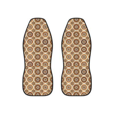 Beige boho medallion car seat covers, set of two front seat covers