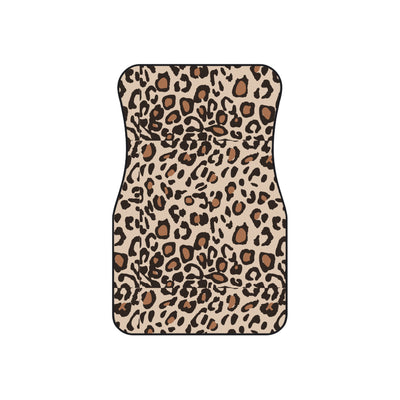 Beige brown leopard print car mats, set of four, front and rear mats