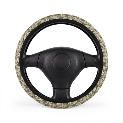 Beige fur look steering wheel cover, on a steering wheel