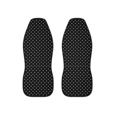Black big polka dot car seat covers, set of two front seat covers