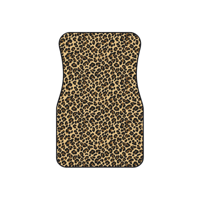 Black brown cheetah print car mats, set of four, front and rear mats