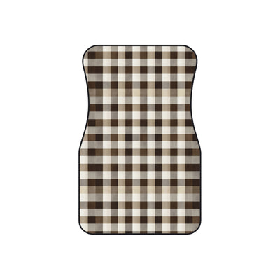 Black brown houndstooth car mats, set of four, front and rear mats