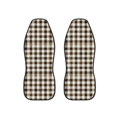 Black brown houndstooth car seat covers, set of two front seat covers