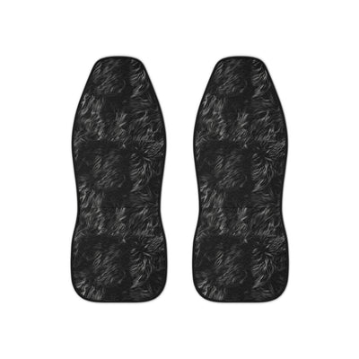 Black fur look car seat covers, set of two front seat covers