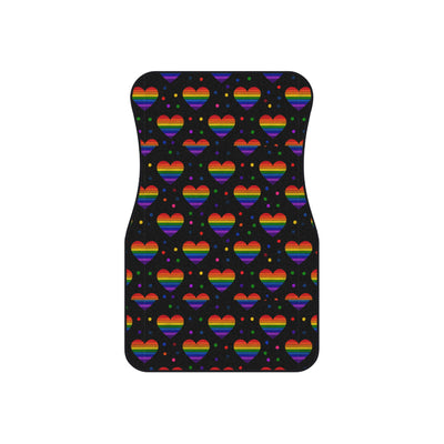 Black rainbow pride car mats, set of four, front and rear mats