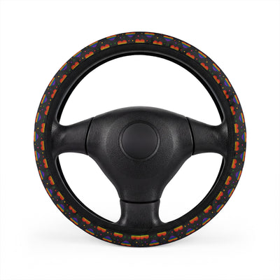 Black rainbow pride steering wheel cover, on a steering wheel