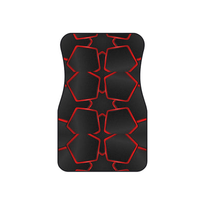 Black red polygon car mats, set of four, front and rear mats