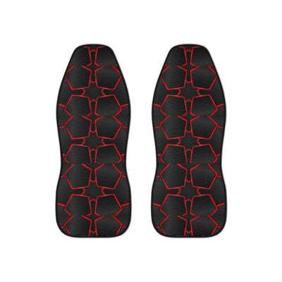 Black red polygon car seat covers, set of two front seat covers