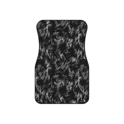 Black white fur look car mats, set of four, front and rear mats