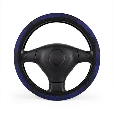 Blue starry galaxy steering wheel cover, on a steering wheel