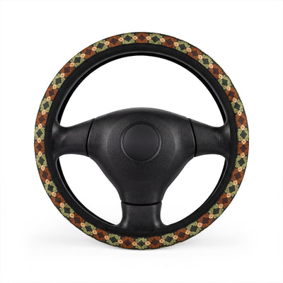 Boho Granny Crochet No. 4 steering wheel cover, on a steering wheel