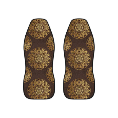 Boho mandala leather look car seat covers, set of two front seat covers