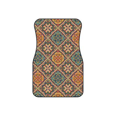 Dark boho floral car mats, set of four, front and rear mats