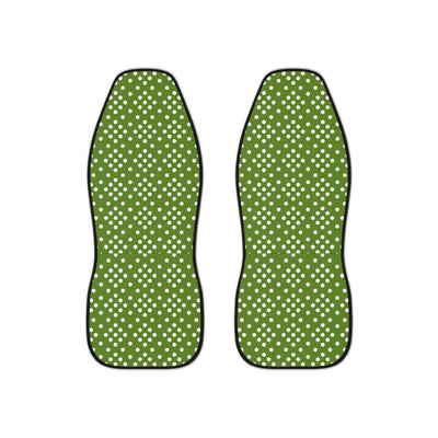 Green polka dot car seat covers, set of two front seat covers