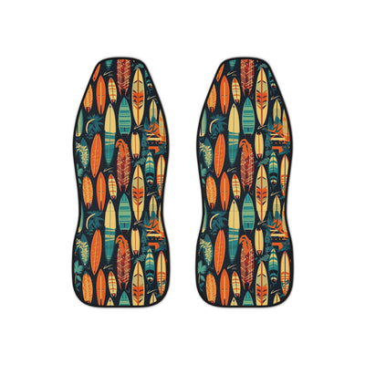Hawaiian surfboard print car seat covers, set of two front seat covers