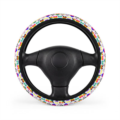 Interracial love pride steering wheel cover, on a steering wheel