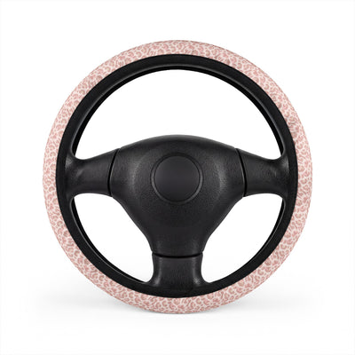 Light pink leopard print steering wheel cover, front view
