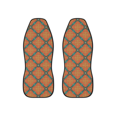 Orange floral car seat covers, set of two front seat covers