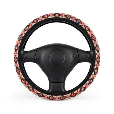 Pink aztec diamond steering wheel cover, on a steering wheel