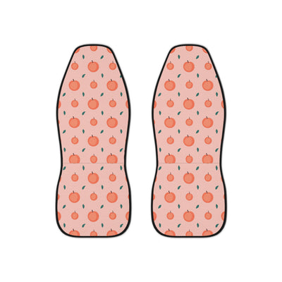 Pink peach print car seat covers, set of two front seat covers