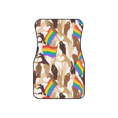 Pride flag hands car mats, set of four, front and rear mats