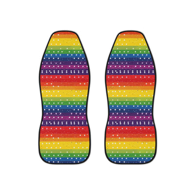 Rainbow American flag car seat covers, set of two front seat covers
