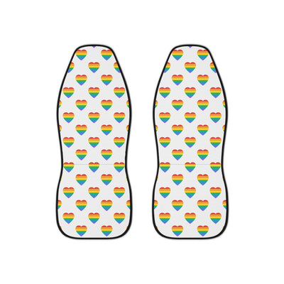 Rainbow heart pride car seat covers, set of two front seat covers
