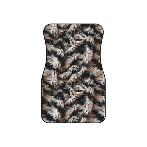 Beige black fur look car mats, set of four, front and rear mats