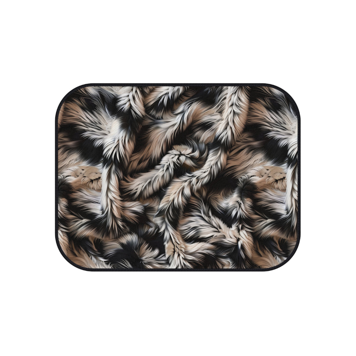Beige black fur look car mats, product view 4