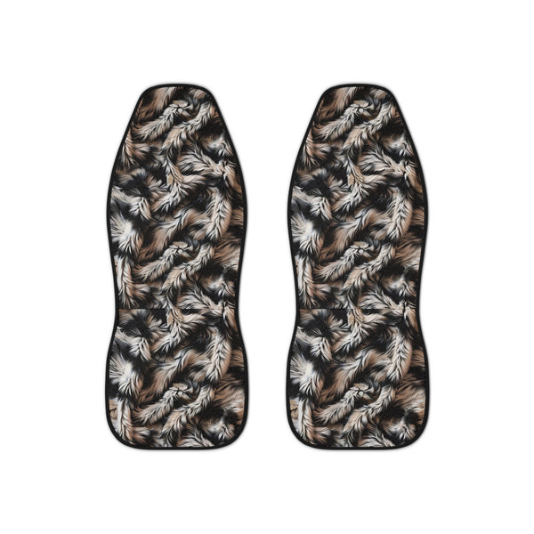 Beige Black Fur Look Car Seat Covers