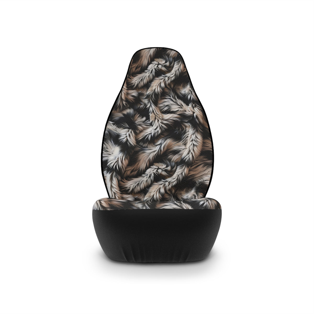 Beige black fur look car seat covers, product view 4