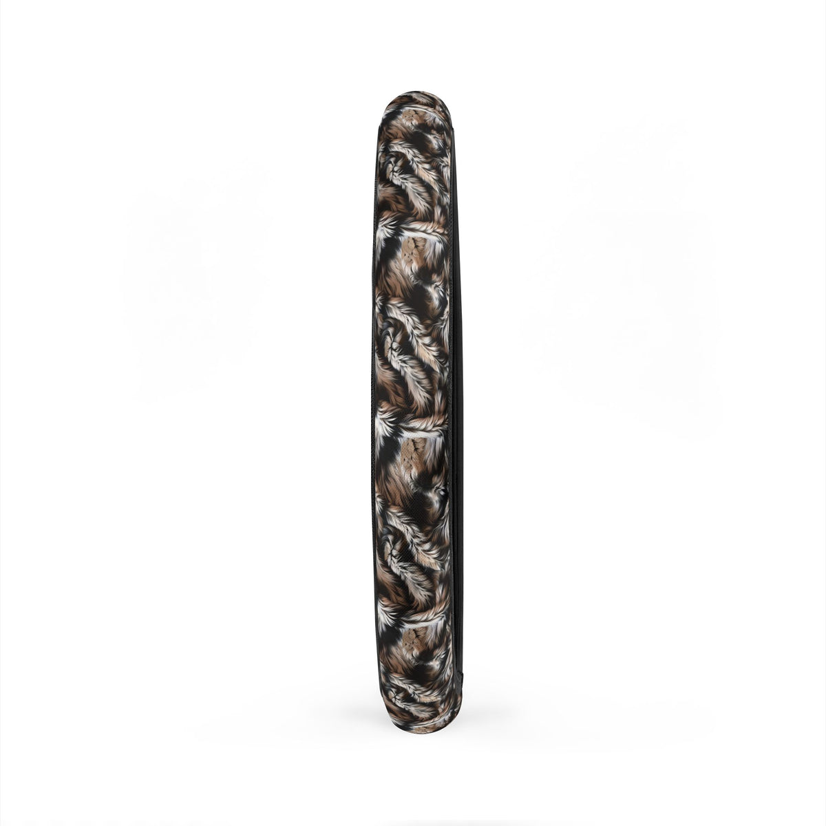 Beige black fur look steering wheel cover, product view 4