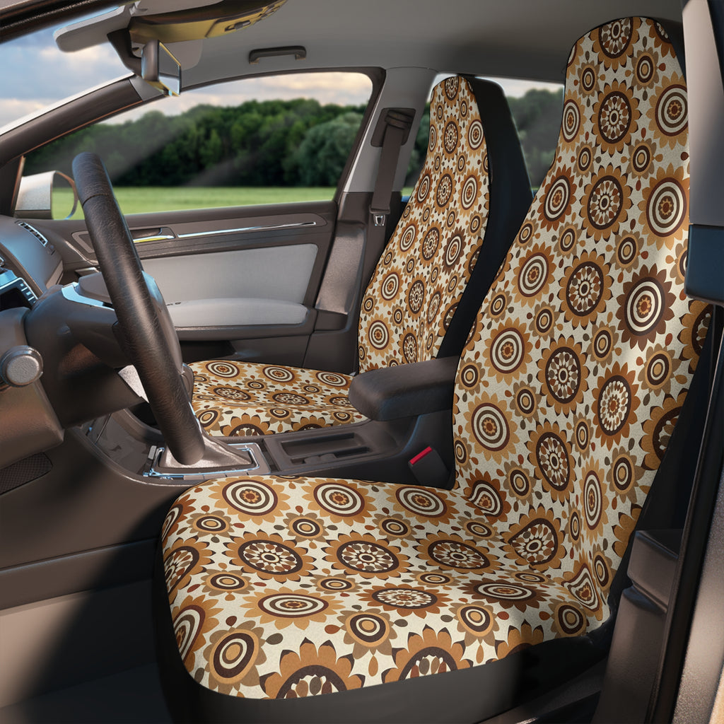 Beige boho medallion car seat covers, product view 3