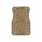 Beige brown giraffe print car mats, set of four, front and rear mats
