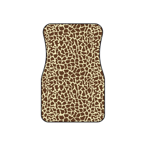 Beige brown giraffe print car mats, set of four, front and rear mats