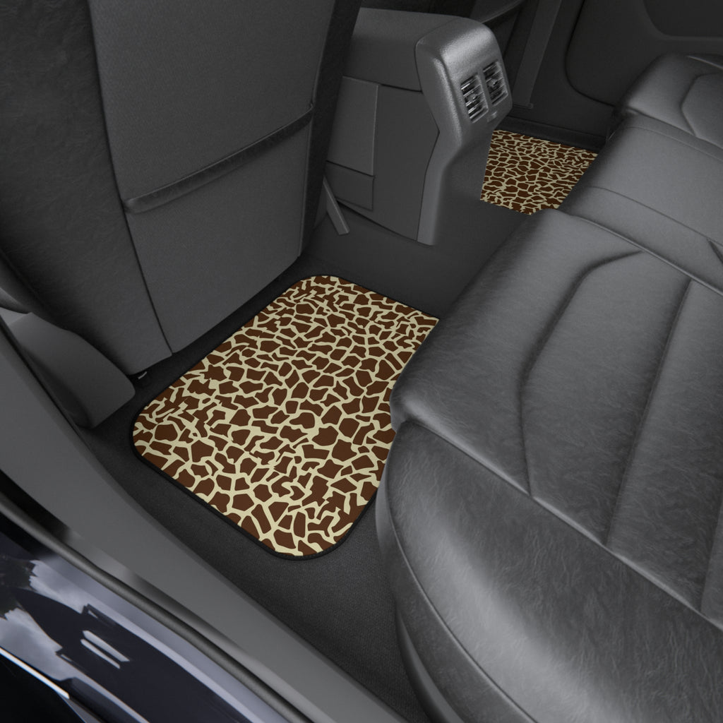Beige brown giraffe print car mats, product view 10