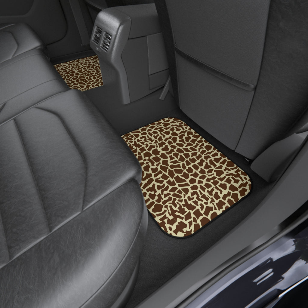 Beige brown giraffe print car mats, product view 11