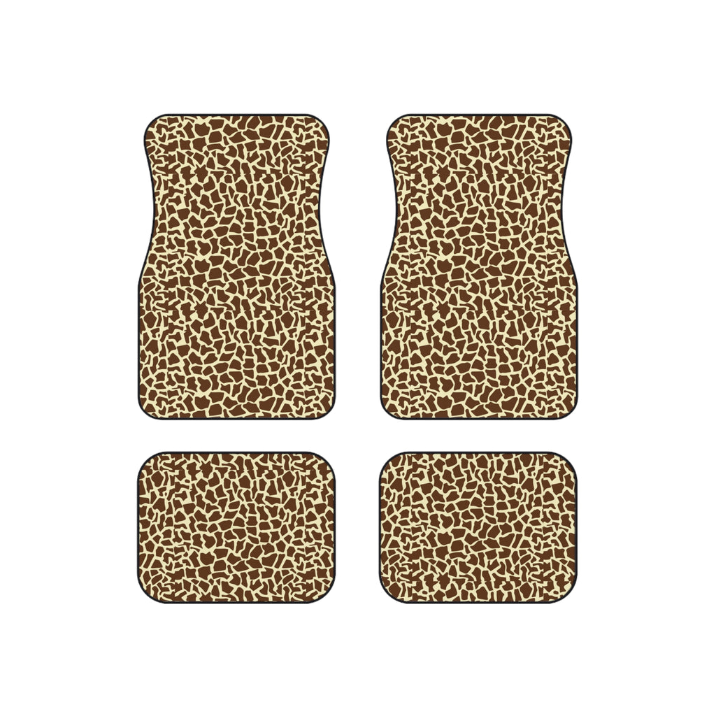 Beige brown giraffe print car mats, product view 6