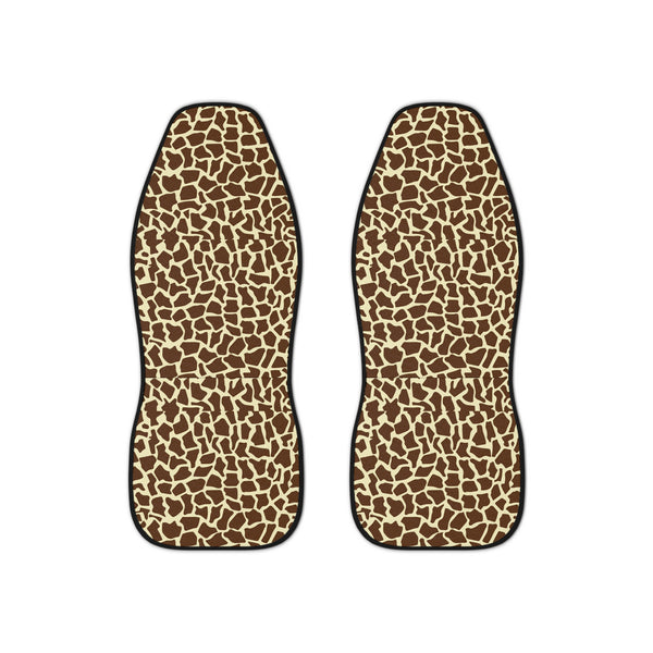 Beige Brown Giraffe Print Car Seat Covers