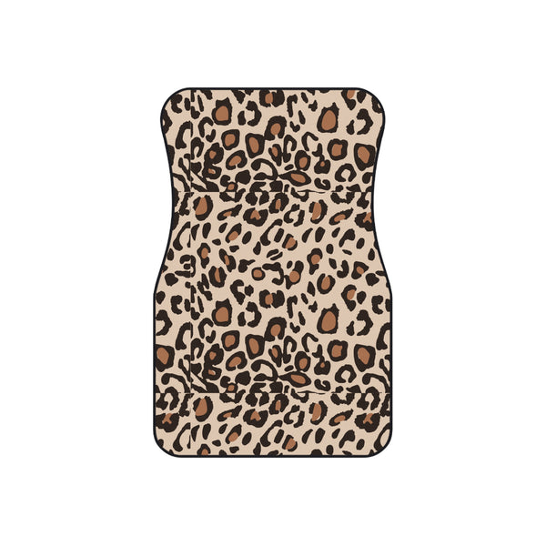 Beige Brown Leopard Print Car Mats Set of 4