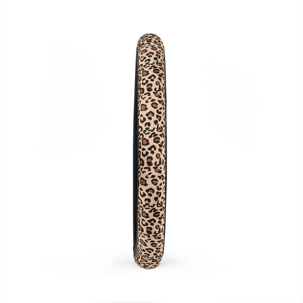 Beige brown leopard print steering wheel cover, product view 6