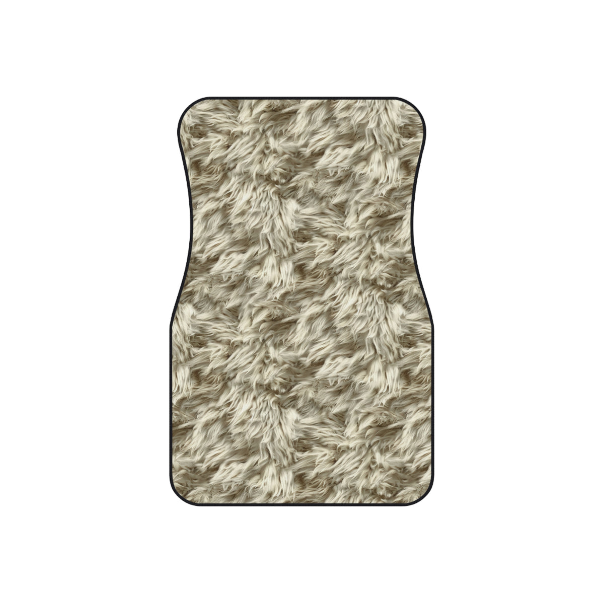 Beige fur look car mats, set of four, front and rear mats