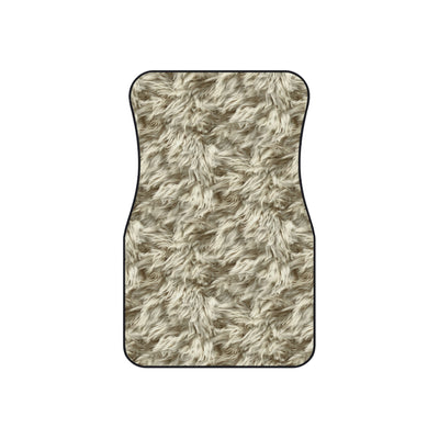 Beige fur look car mats, set of four, front and rear mats