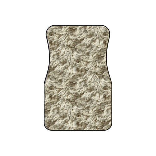 Beige fur look car mats, set of four, front and rear mats