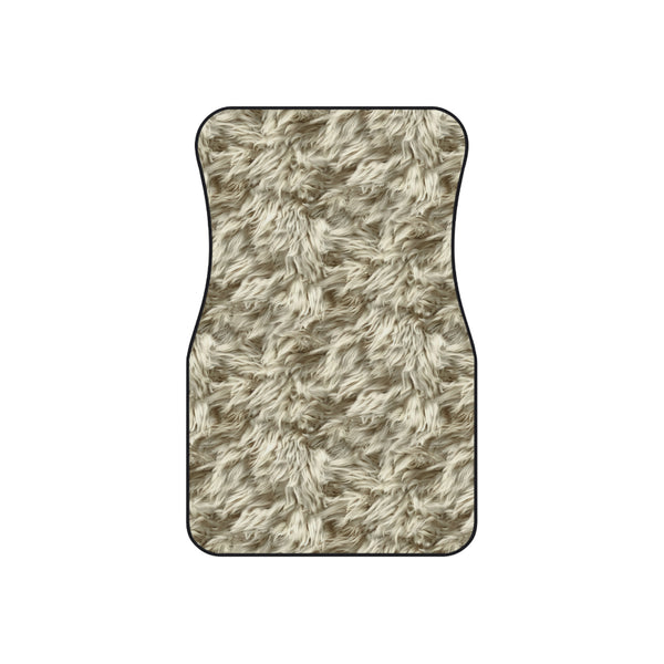 Beige Fur Look Car Mats Set of 4