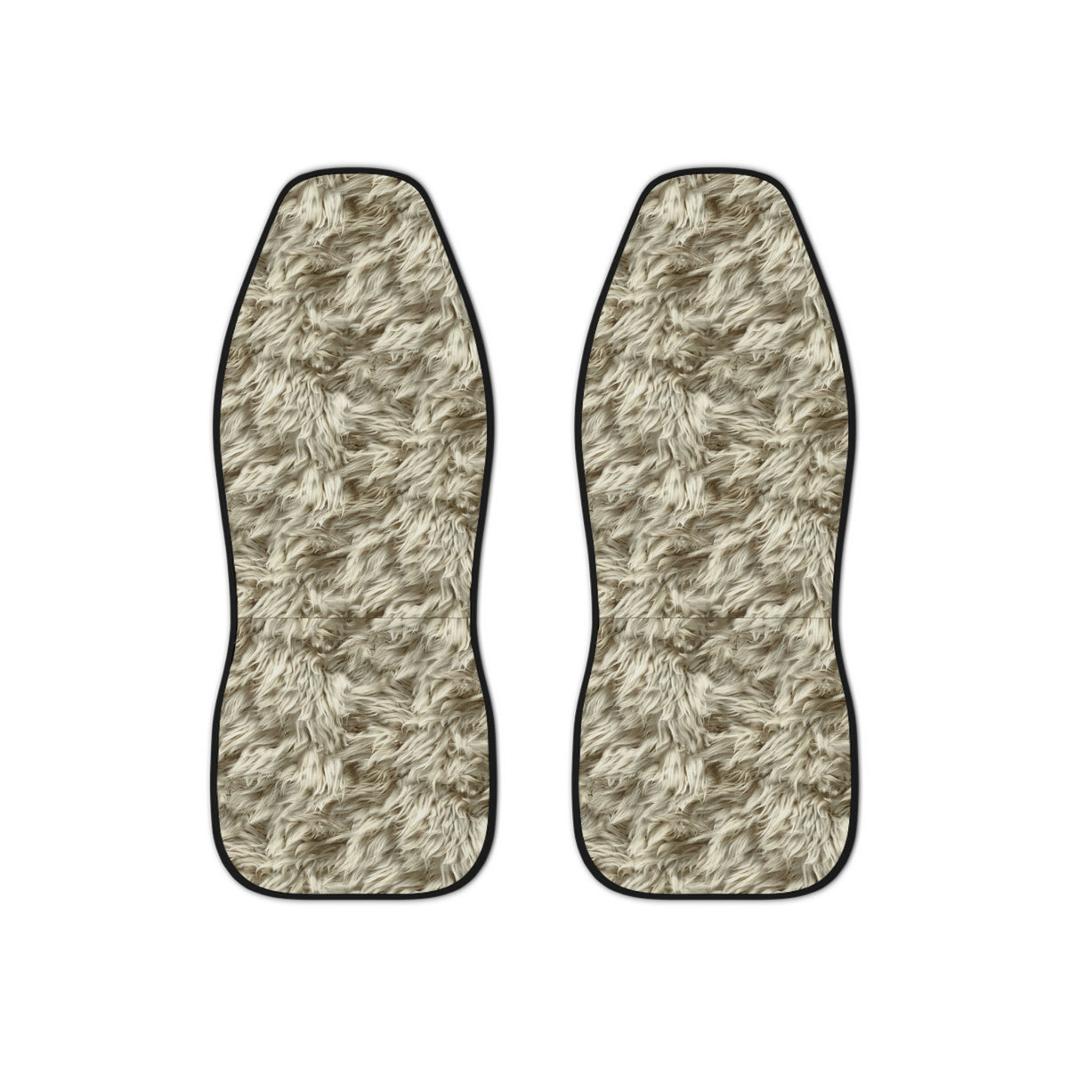 Beige fur look car seat covers, set of two front seat covers