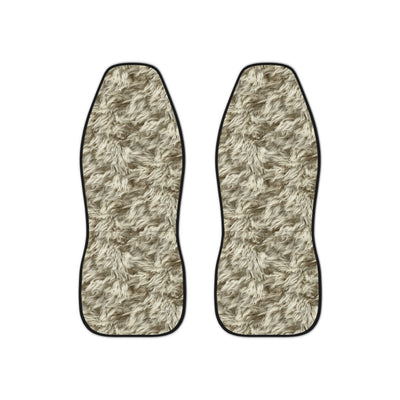 Beige fur look car seat covers, set of two front seat covers