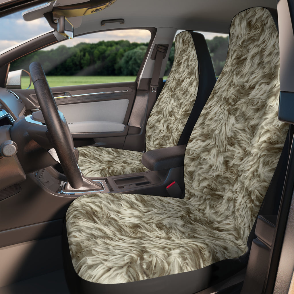 Beige fur look car seat covers, product view 3