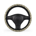 Beige fur look steering wheel cover, on a steering wheel