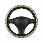 Beige fur look steering wheel cover, on a steering wheel